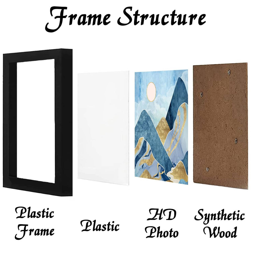 Black picture frame with empty center, front view