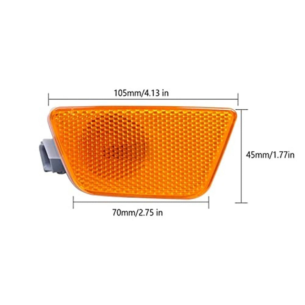 Amber side marker light with mesh reflector and gray mounting tabs