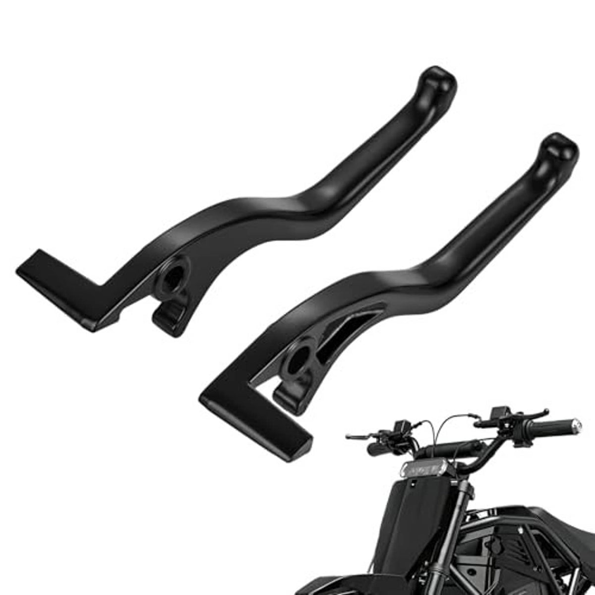 Black brake lever set with mounting bracket, shown with electric bike handlebar area