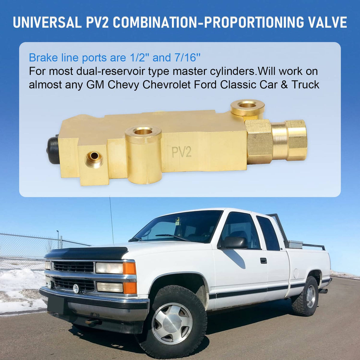 Universal brass PV2 combination proportioning valve with threaded line ports and black end cap