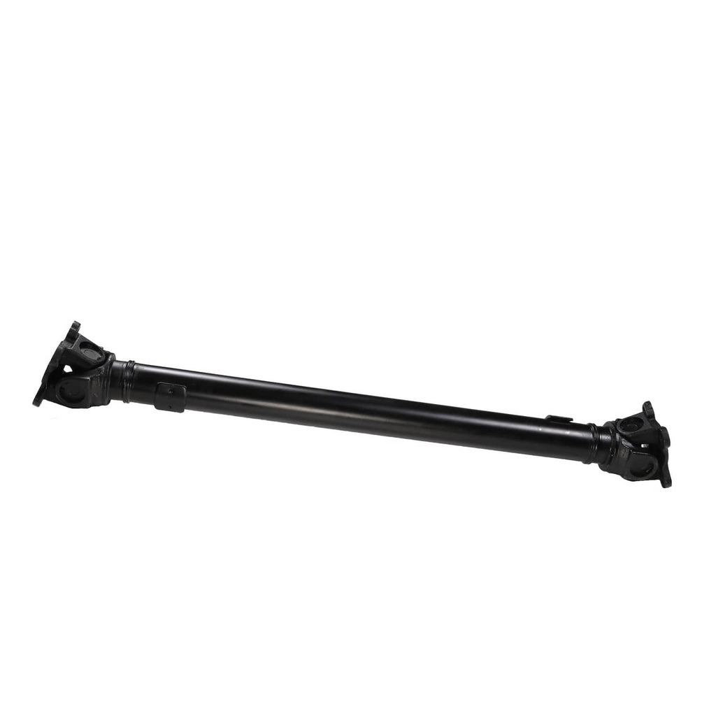Front driveshaft prop shaft assembly with black tube and end mounts, long side view