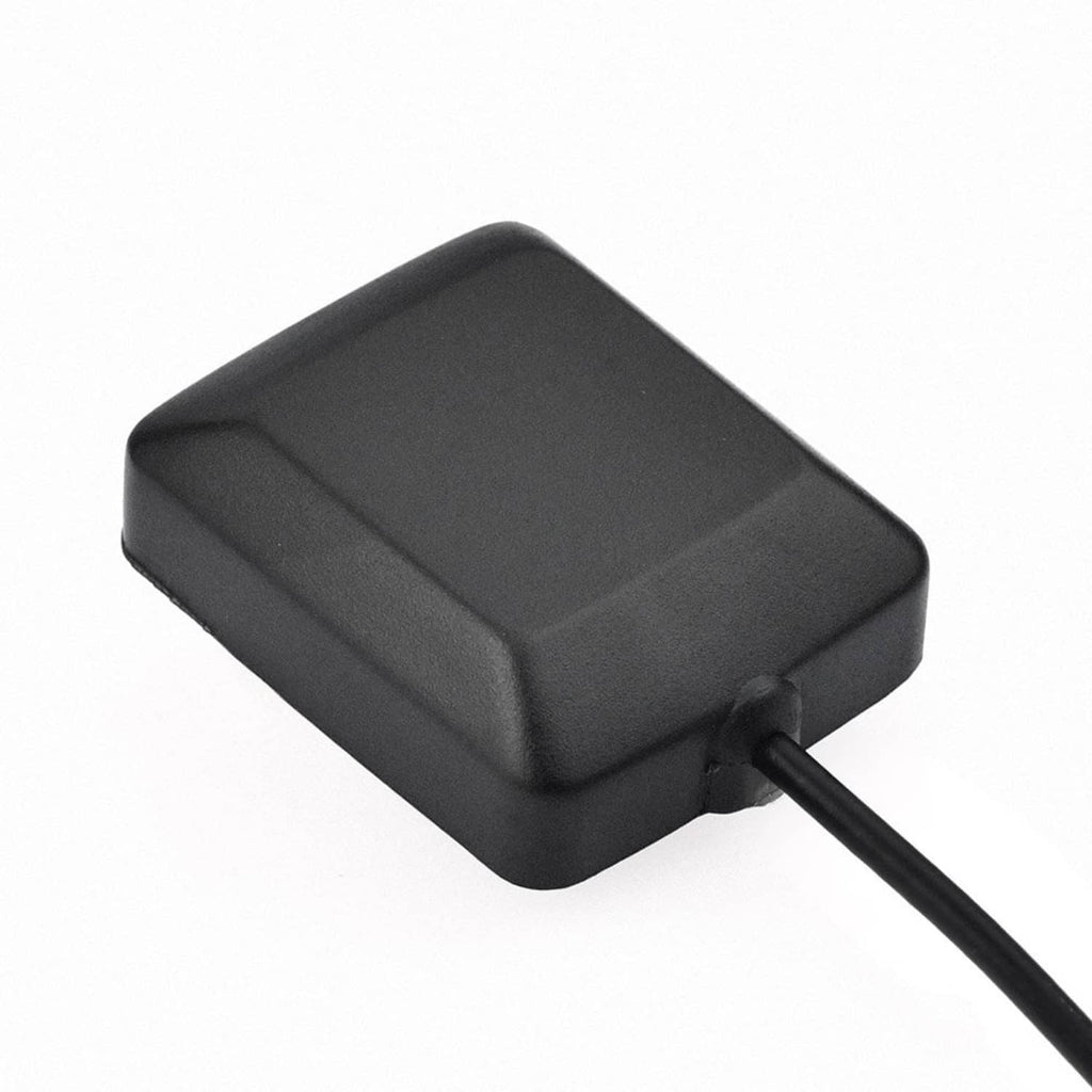 Black antenna puck with attached black cable lead