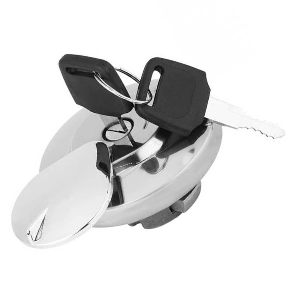 Fuel tank cap lock cover with chrome cap and two black keys