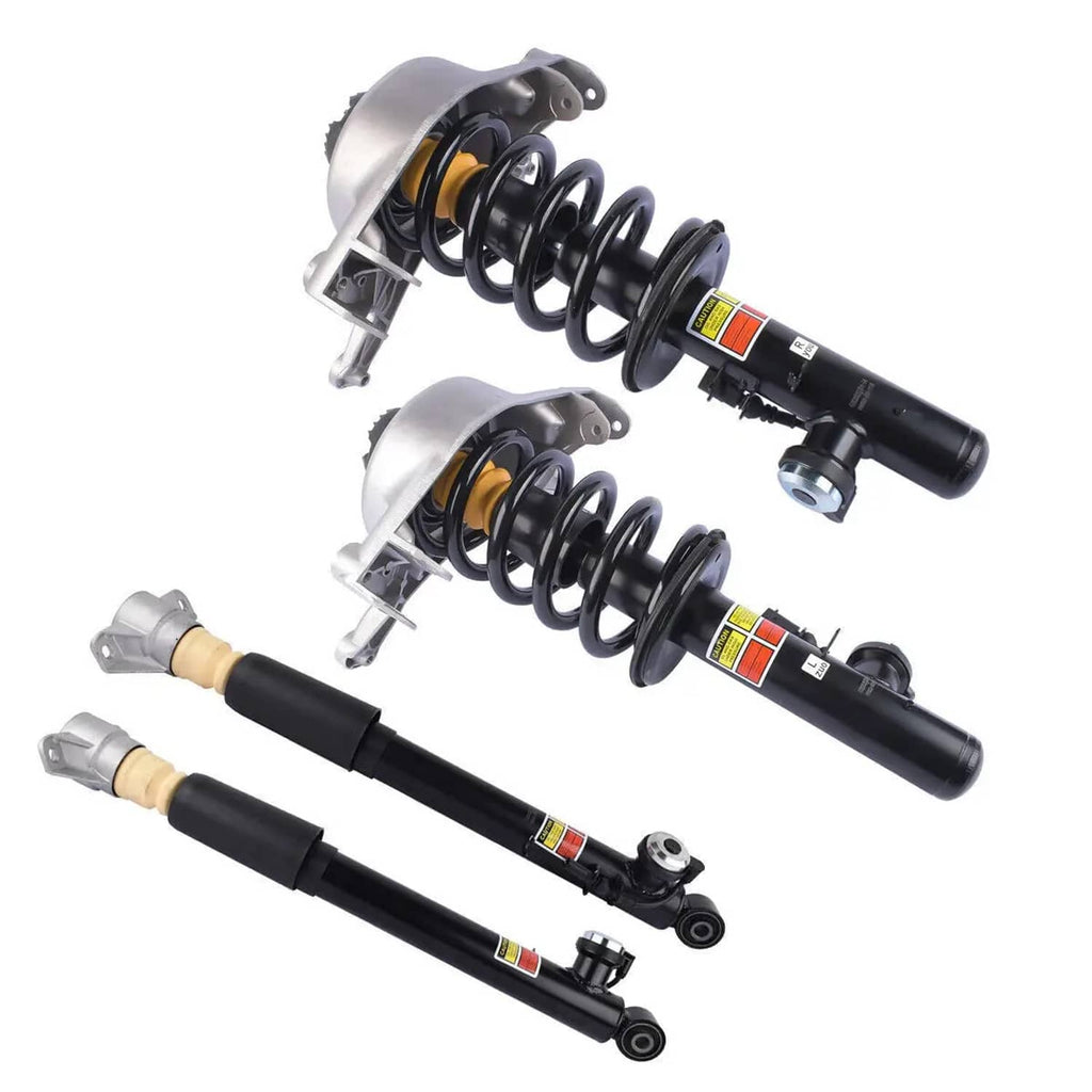 Pair of electronic shock strut assemblies with black coil springs and silver brackets