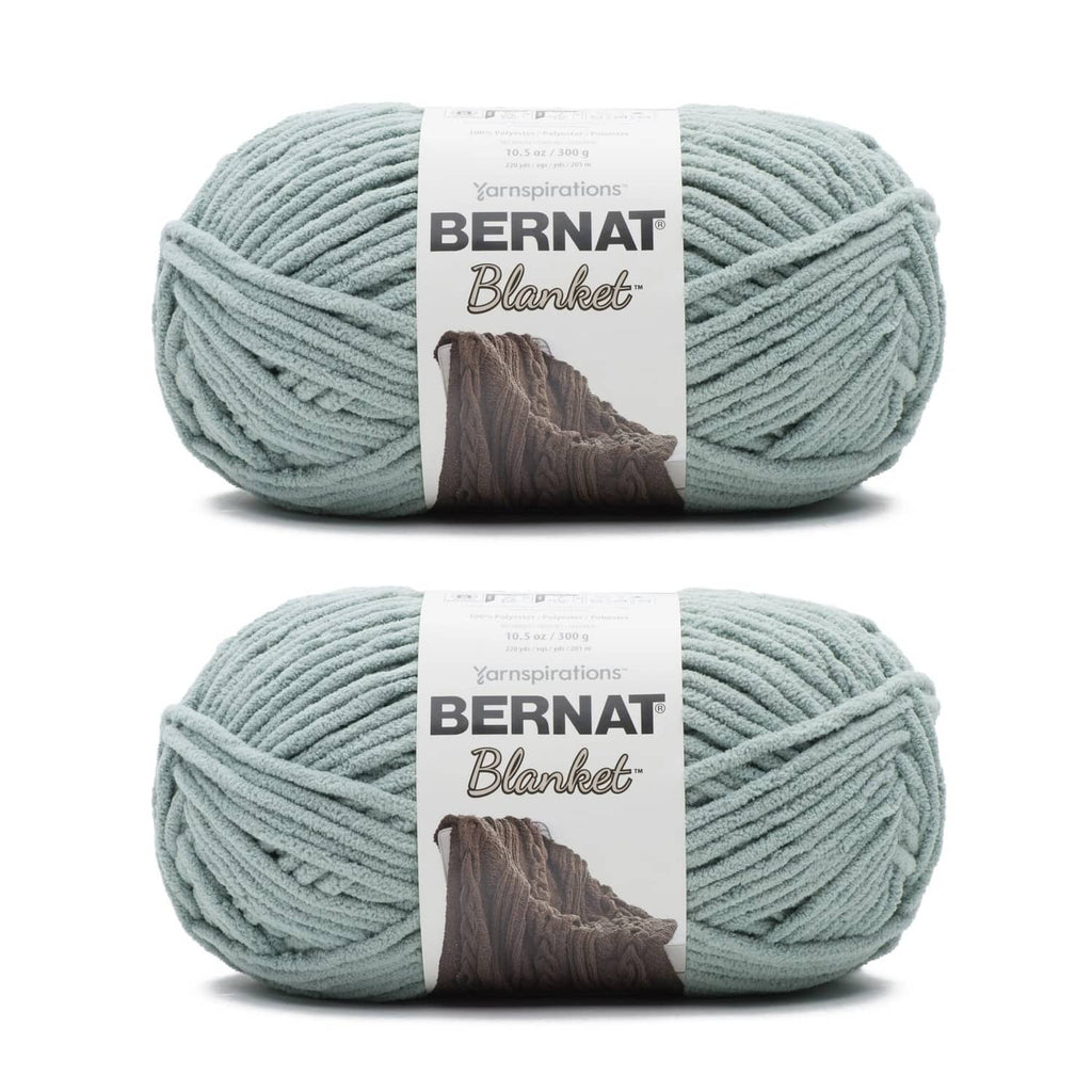 Bernat Blanket super bulky chenille yarn, light misty green, 2-pack skeins