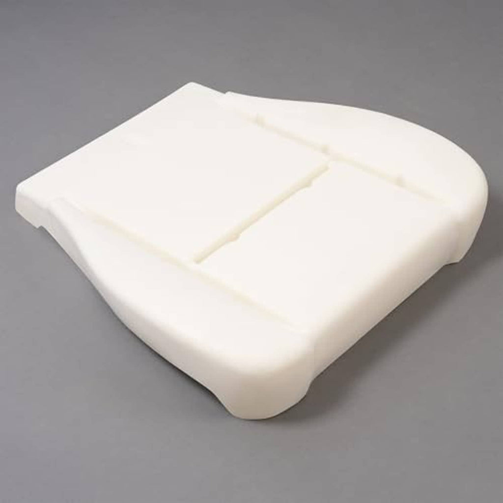 Front seat foam cushion, white with central seam line and padded edges