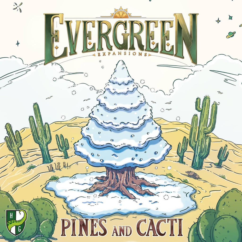 Evergreen Pines and Cacti board game expansion set, pines and cactus themed art