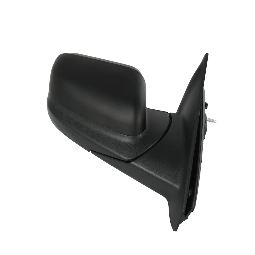 Textured black right side mirror with exposed mounting posts on the back