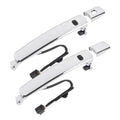Chrome exterior door handle set with black smart-key wiring and mounting hardware.