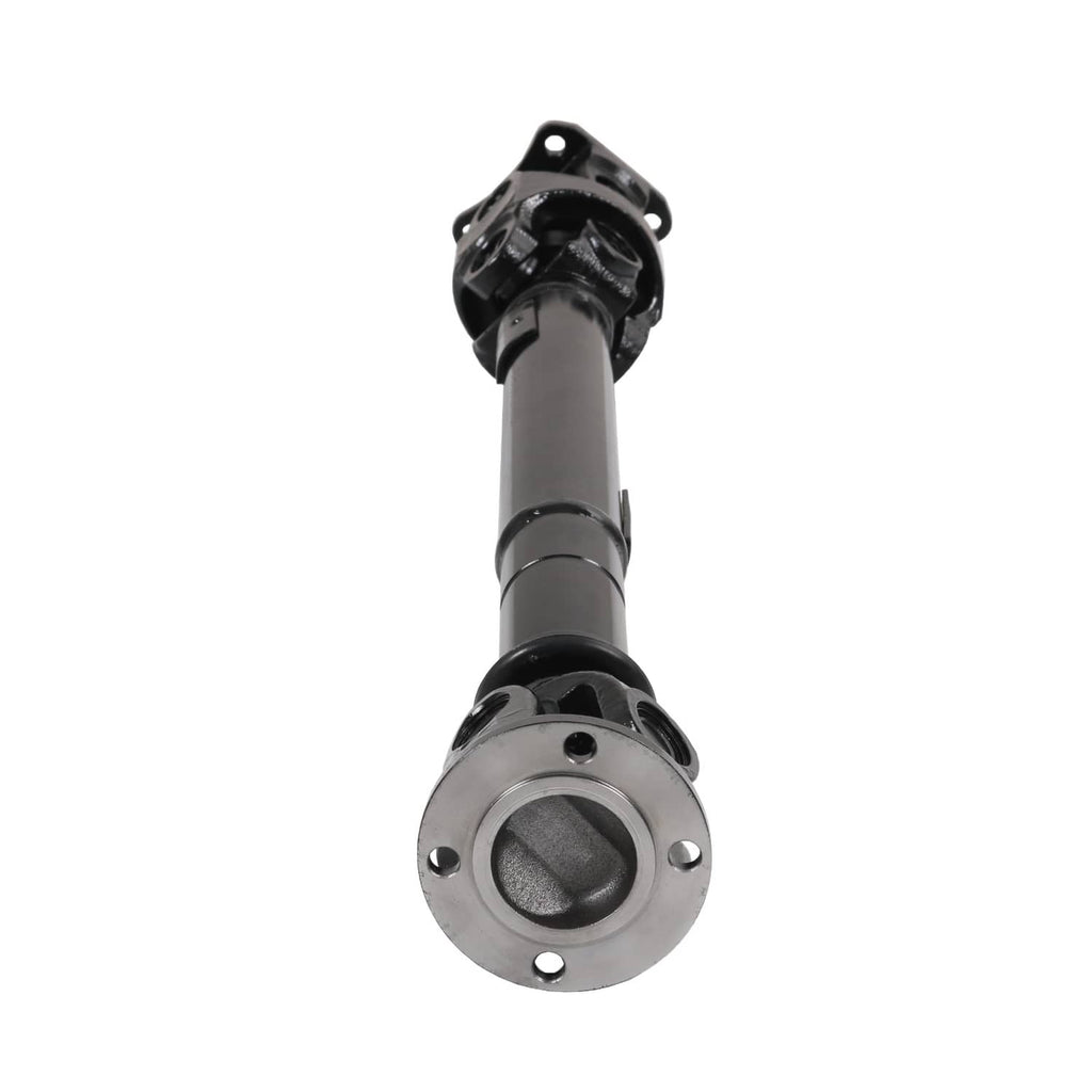 Front drive shaft with black universal joint and circular flange end