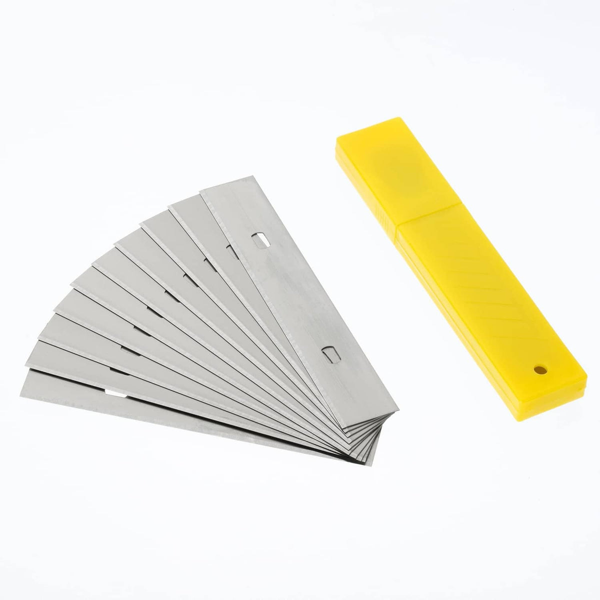 Replacement scraper blades, yellow plastic holders, stainless steel blades, angled set
