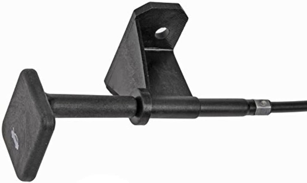 Hood release cable with black handle bracket and metal adjustment fitting
