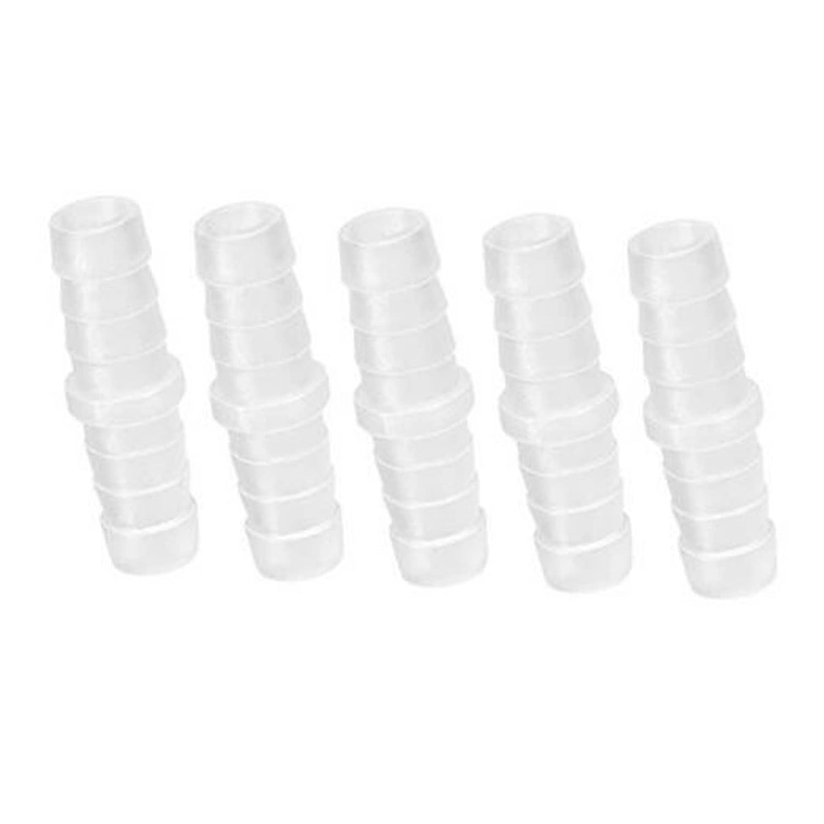 White plastic hose barbed splicer coupler joints, 5/16 in