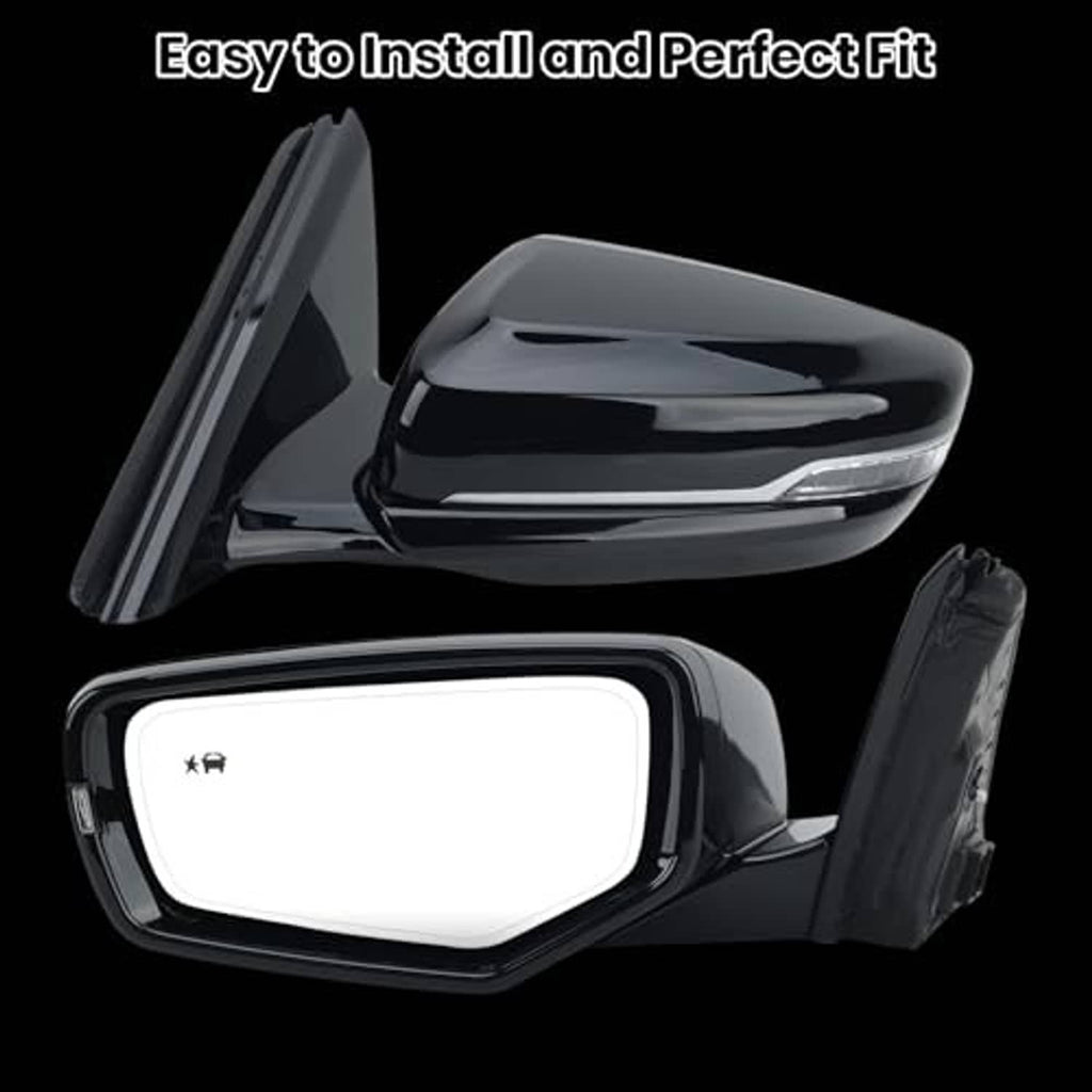 Black left driver-side mirror assembly with clear glass and glossy outer cover
