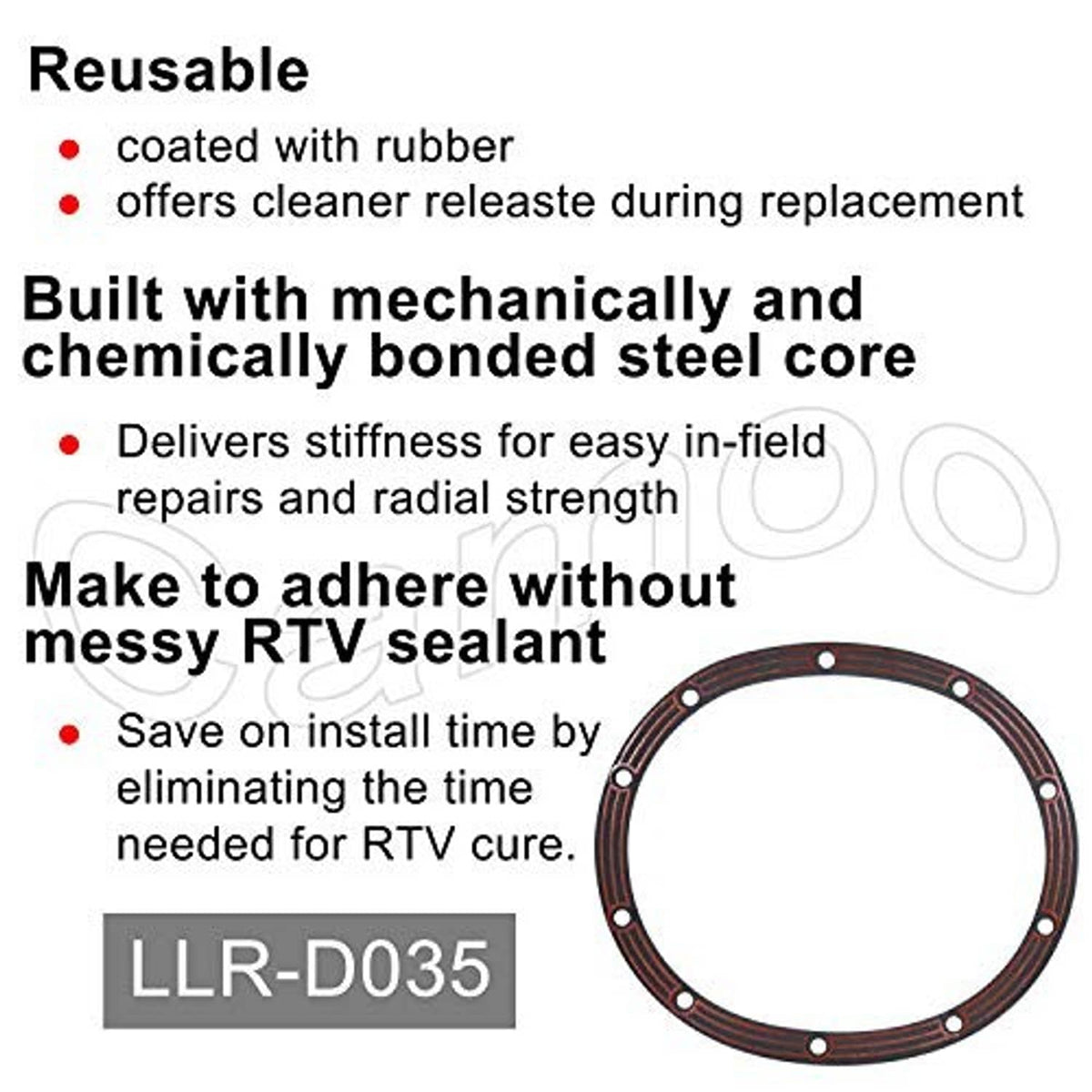 Differential cover gasket ring with bolt holes, shown on product info layout