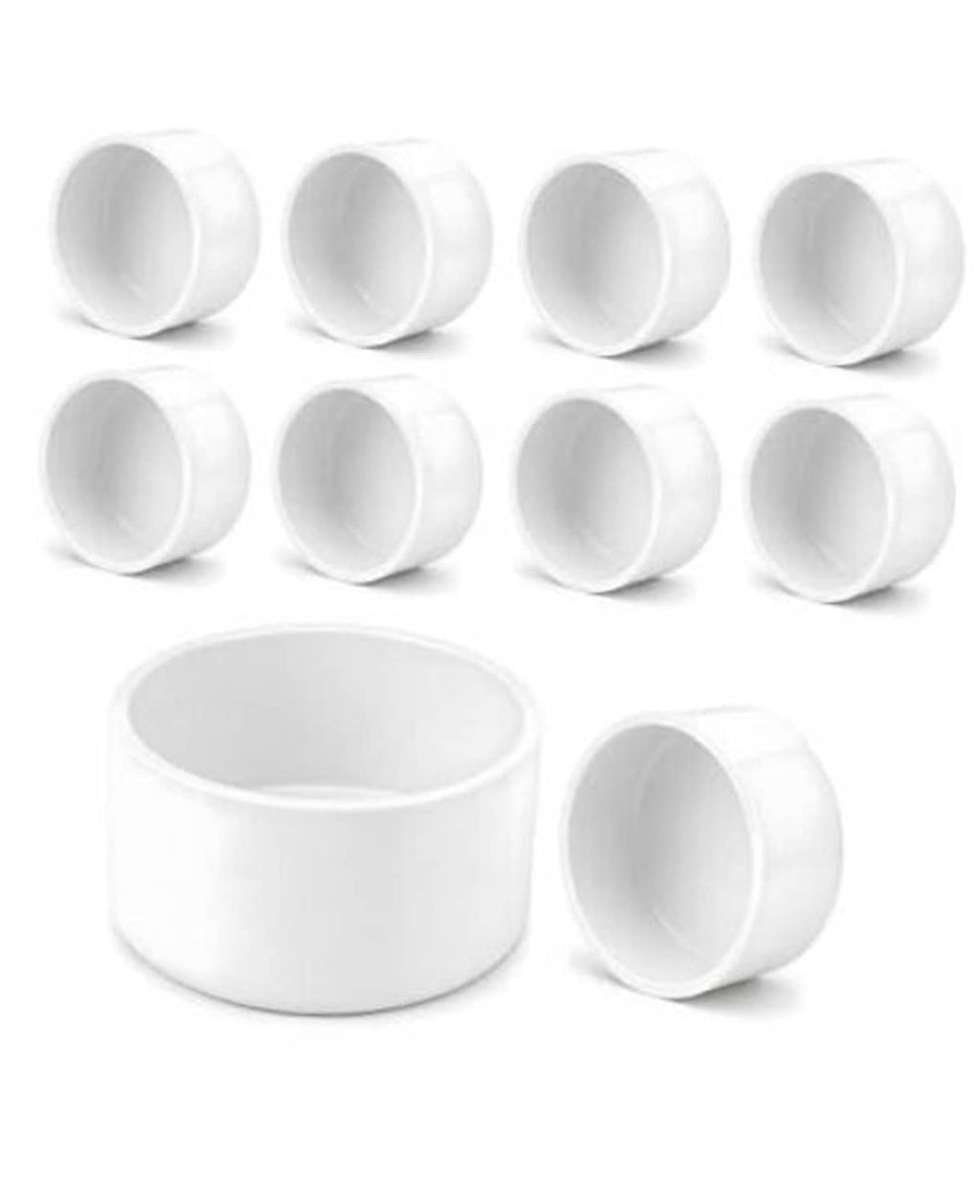 Set of white PVC pipe end caps, 1-1/2 inch SCH40, for 1.9-inch pipe openings