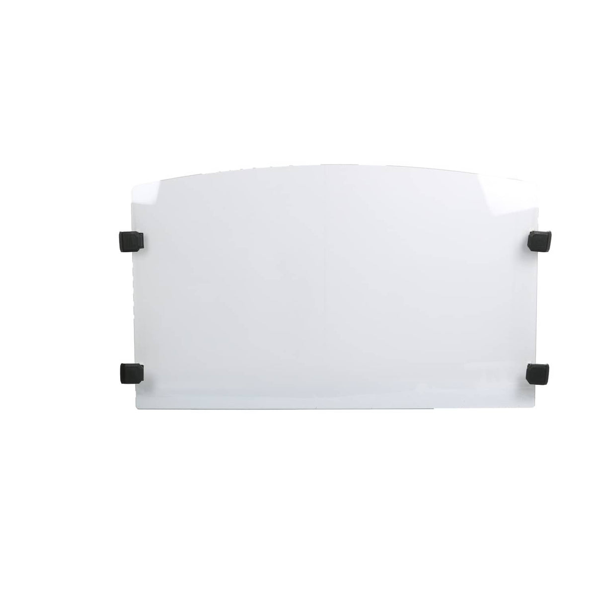 Front windshield panel with clear plastic and four black bracket mounts