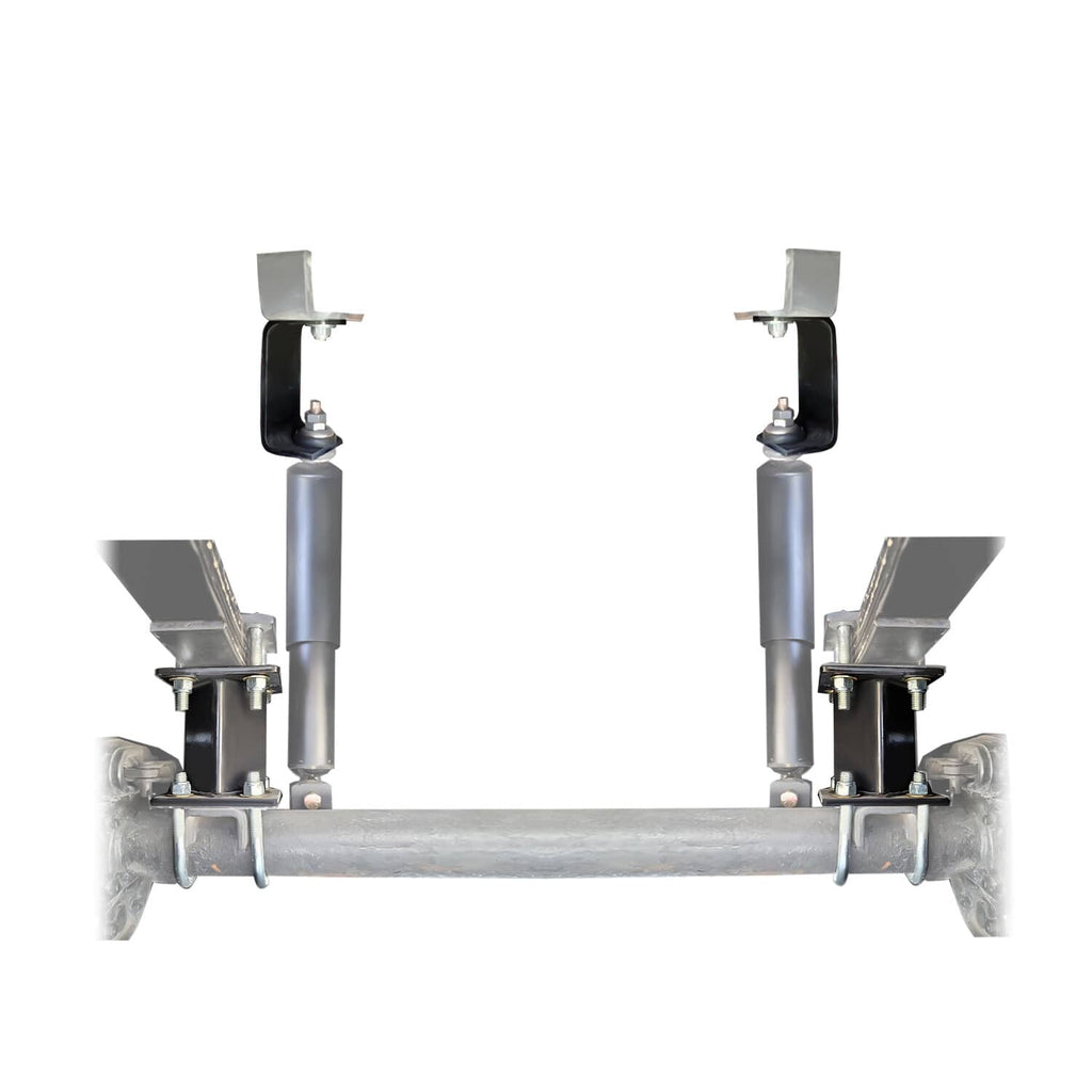 4 in block lift kit installed on golf cart frame: black lift blocks and brackets