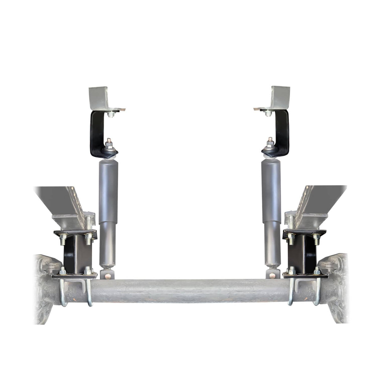 4 in block lift kit installed on golf cart frame: black lift blocks and brackets
