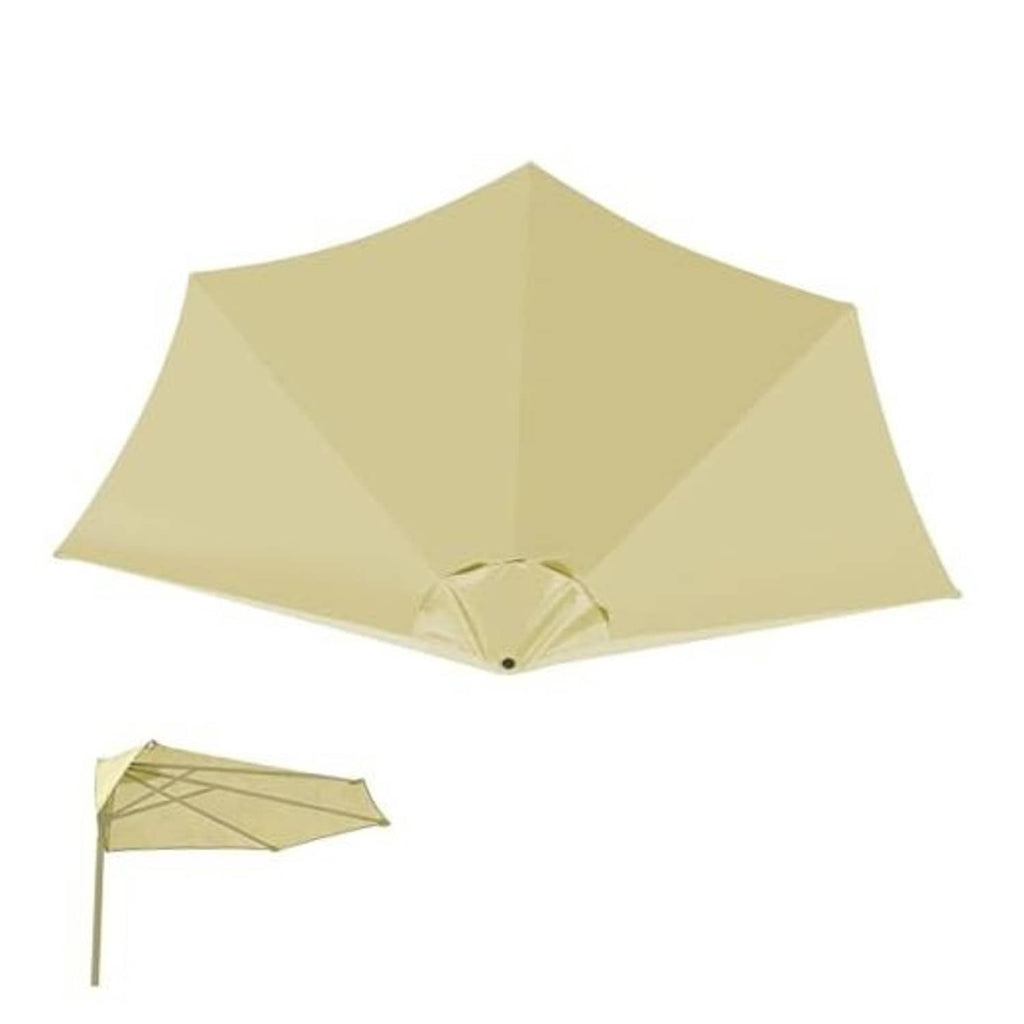 Light beige half umbrella replacement canopy with central vented opening