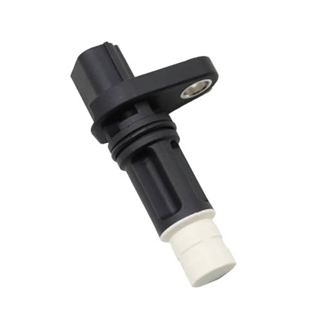 Crankshaft position sensor with white connector and black sensor housing, metal mounting plate