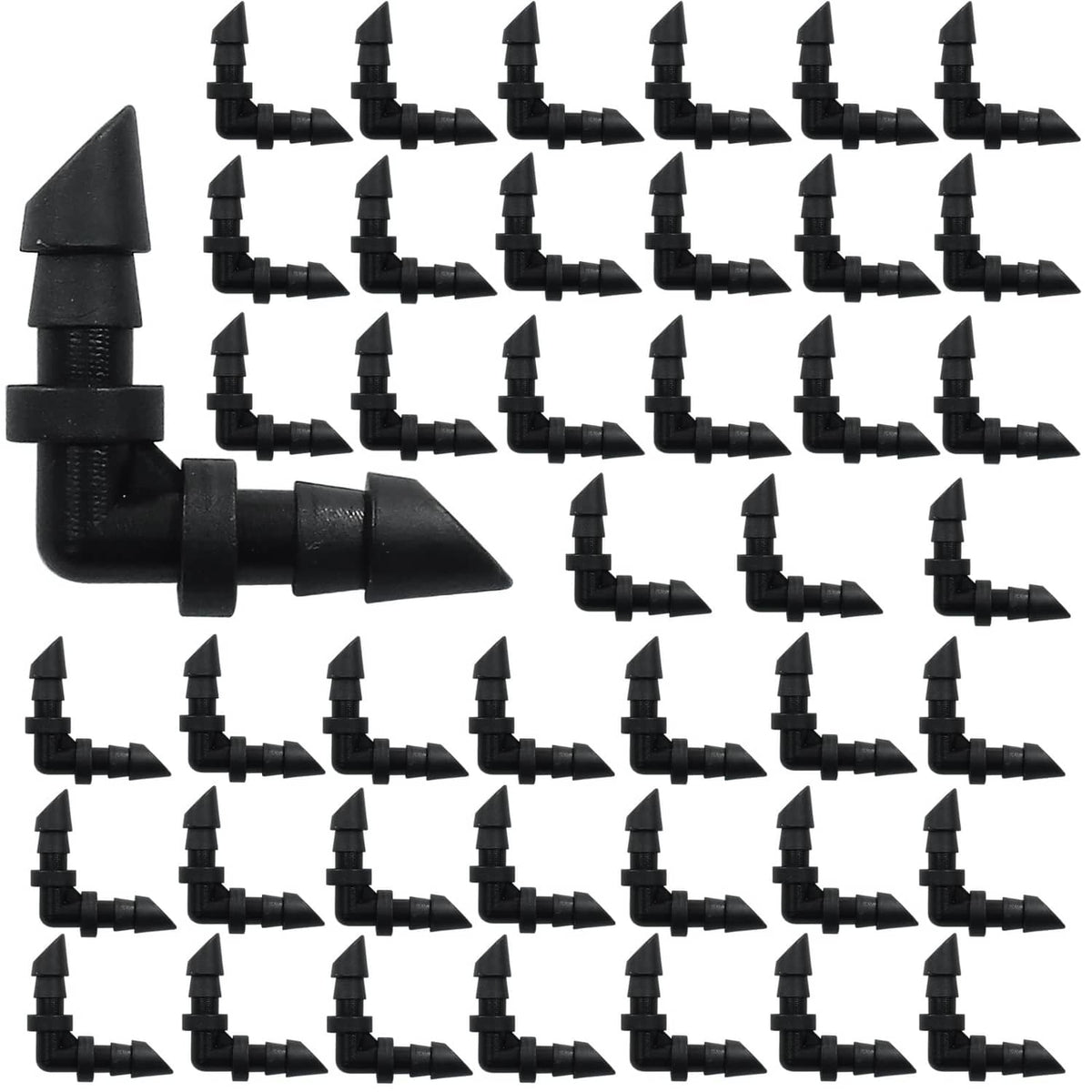 Black 1/4 in barbed drip elbow coupling fittings, assorted pack of 100 pieces