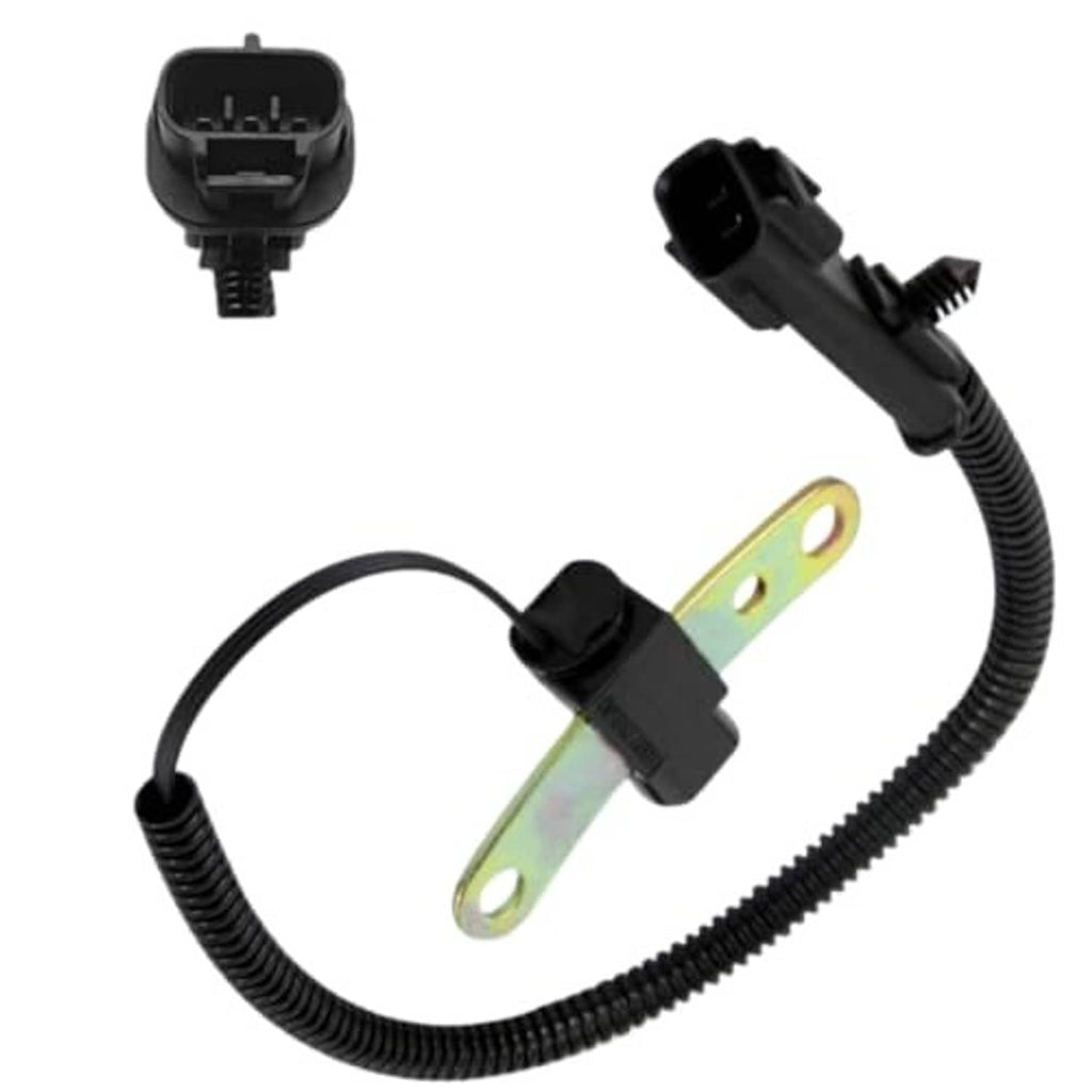 Crankshaft position sensor wiring harness with black clips, two-wire leads, mounting tab