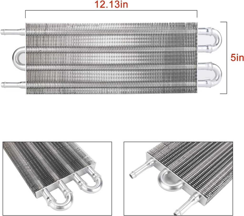 Aluminum transmission oil cooler with dual end tubes and mounting clips