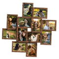 Brown 4x6 collage picture frames displaying a multi-photo grid with wooden borders