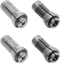Die grinder collet set in silver and dark metal, with collet locking grooves