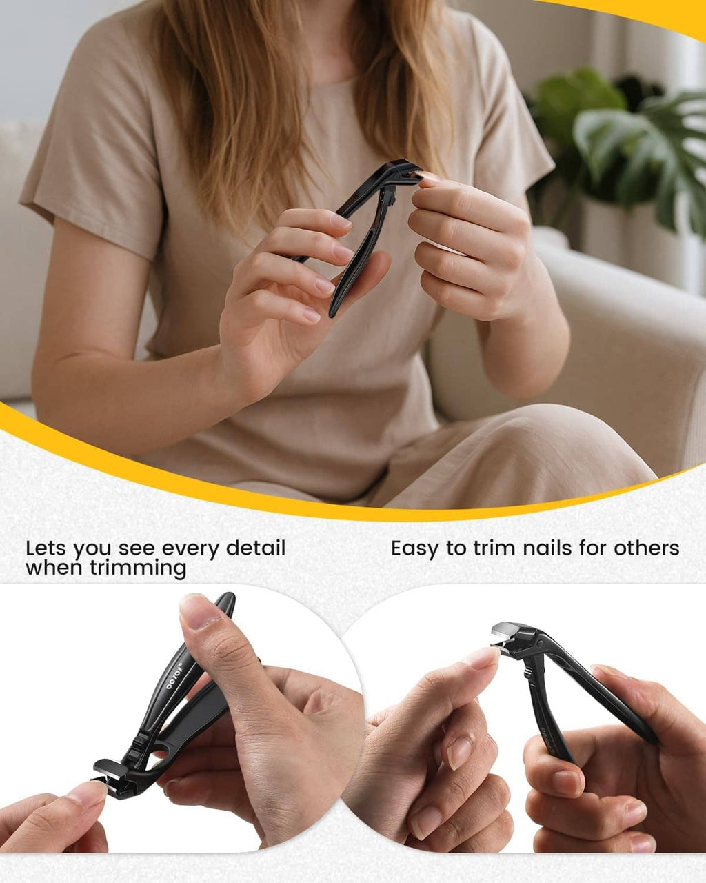 BEZOX black toe nail clippers in hand for trimming toenails