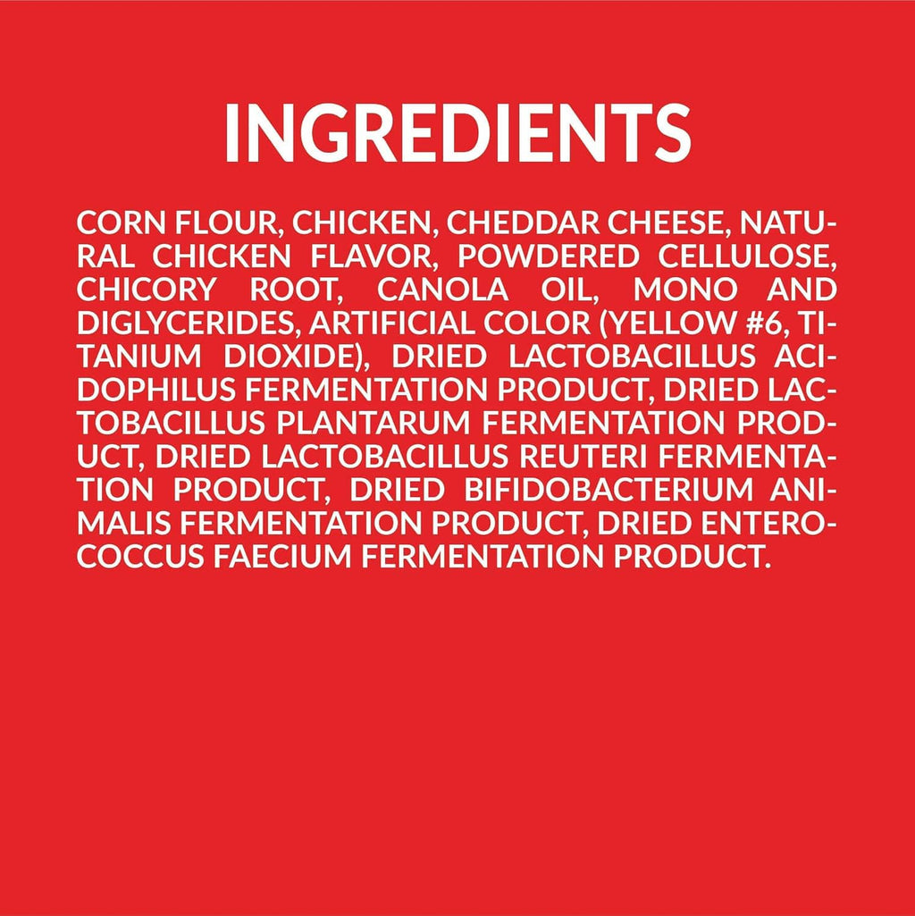 Ingredients label panel on red with ingredient list text