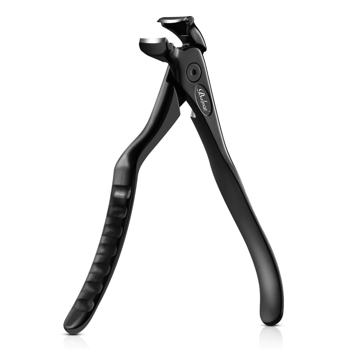Black ergonomic toenail clipper with long handle and lever-style cutting head