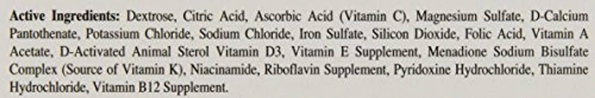 Active ingredients list for Alive & Well bird tablets