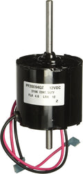 Black cylindrical DC motor with metal shaft and red/black wire leads