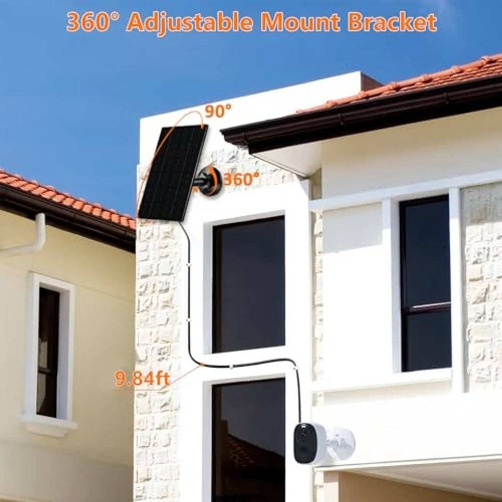 Outdoor solar panel with 360° adjustable wall mount bracket and cable