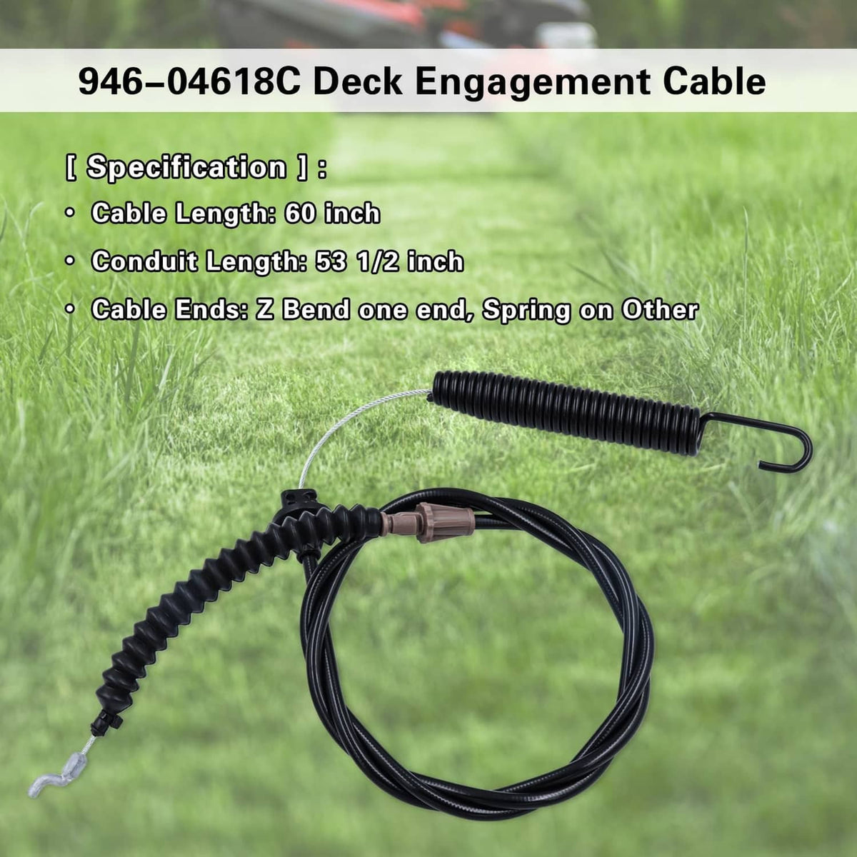 Black coiled deck engagement cable with attached wire bundle and single loop end