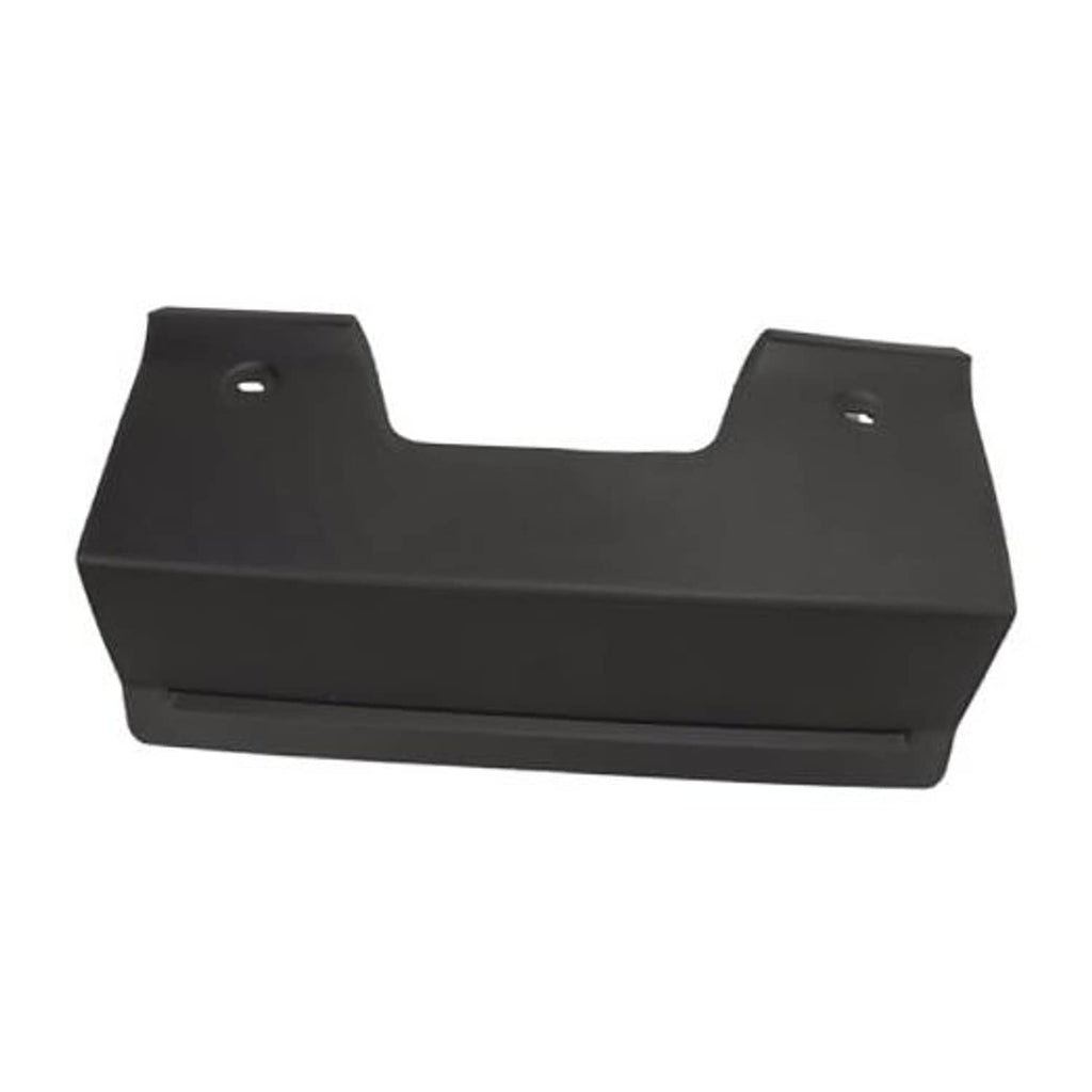 Rear bumper tow hook cover, matte black plastic with side fastener holes