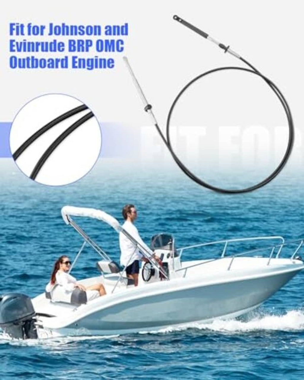 Outboard remote control cables, one black and one white, for throttle/shift control