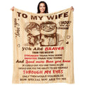 To My Wife throw blanket with couple kiss illustration and love quote text border