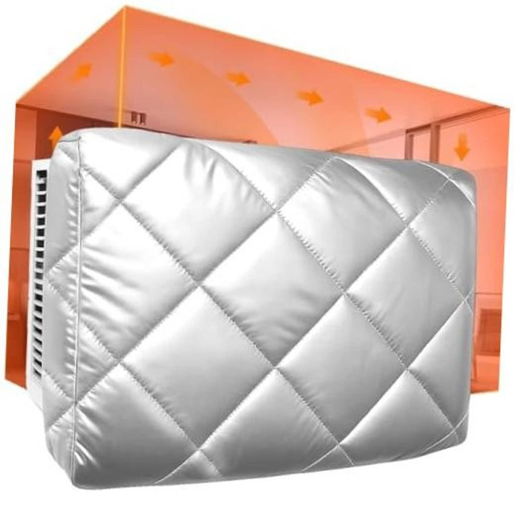 Thick quilted window air conditioner cover, silver padded protection for AC unit
