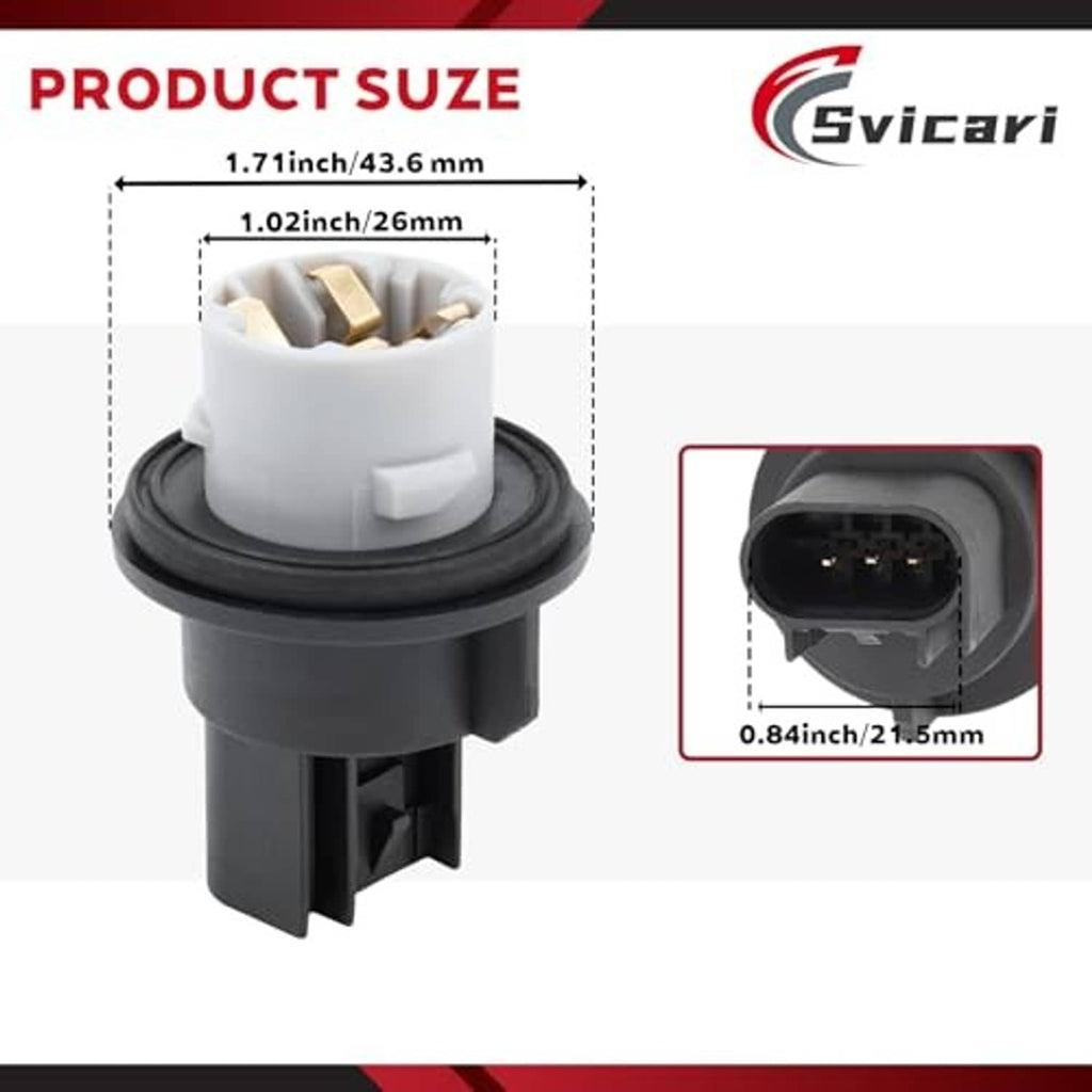 Turn signal bulb socket with 3-pin plug, white inner housing and black outer mount