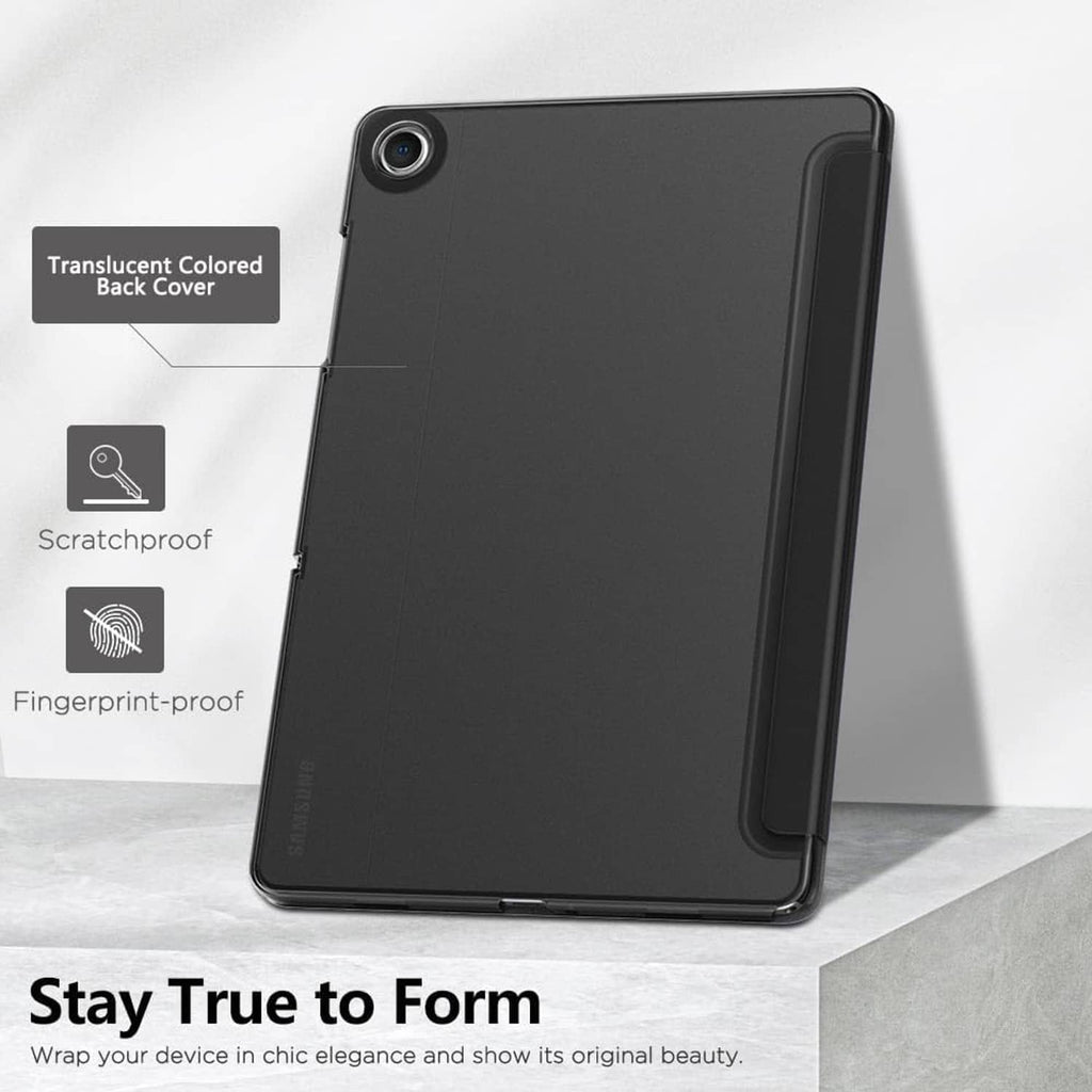 Black tablet case with translucent back cover, scratchproof and fingerprint-proof