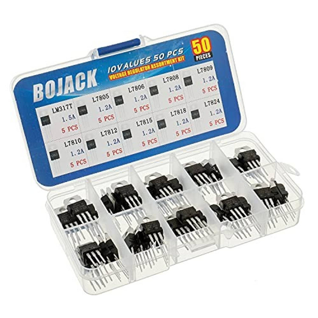 Voltage regulator assortment kit 50 pcs in plastic organizer, BOJACK labeled