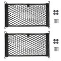Black polyester cargo net set with mounts, two rectangular nets with corner loops
