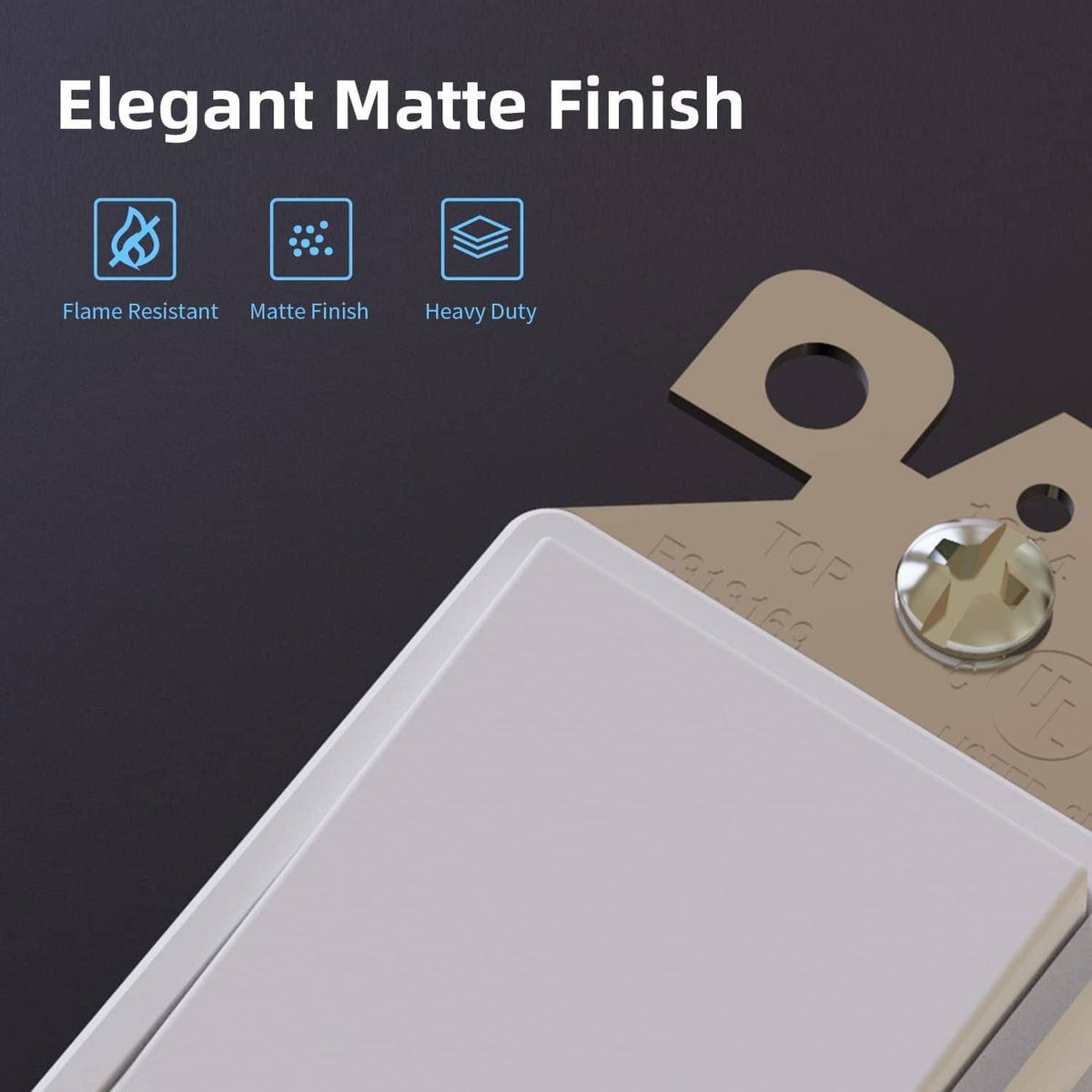 Matte white rocker switch face with matte finish, close-up detail