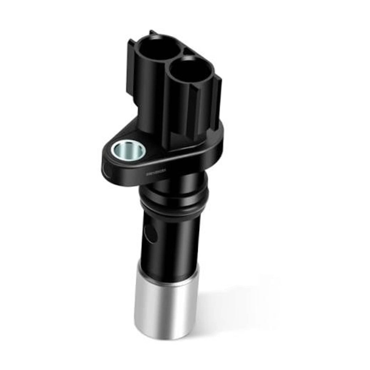 Crankshaft position sensor with black housing, silver base, two-pin connector
