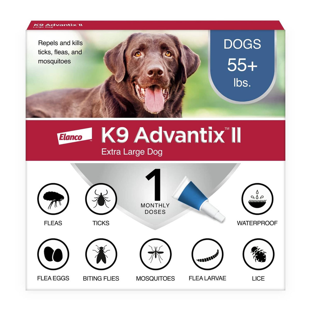 K9 Advantix II extra-large dog flea and tick treatment box with applicator, 1 pack