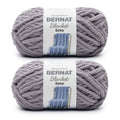 Two jumbo polyester yarn skeins, gray chenille-style texture for knitting and crochet