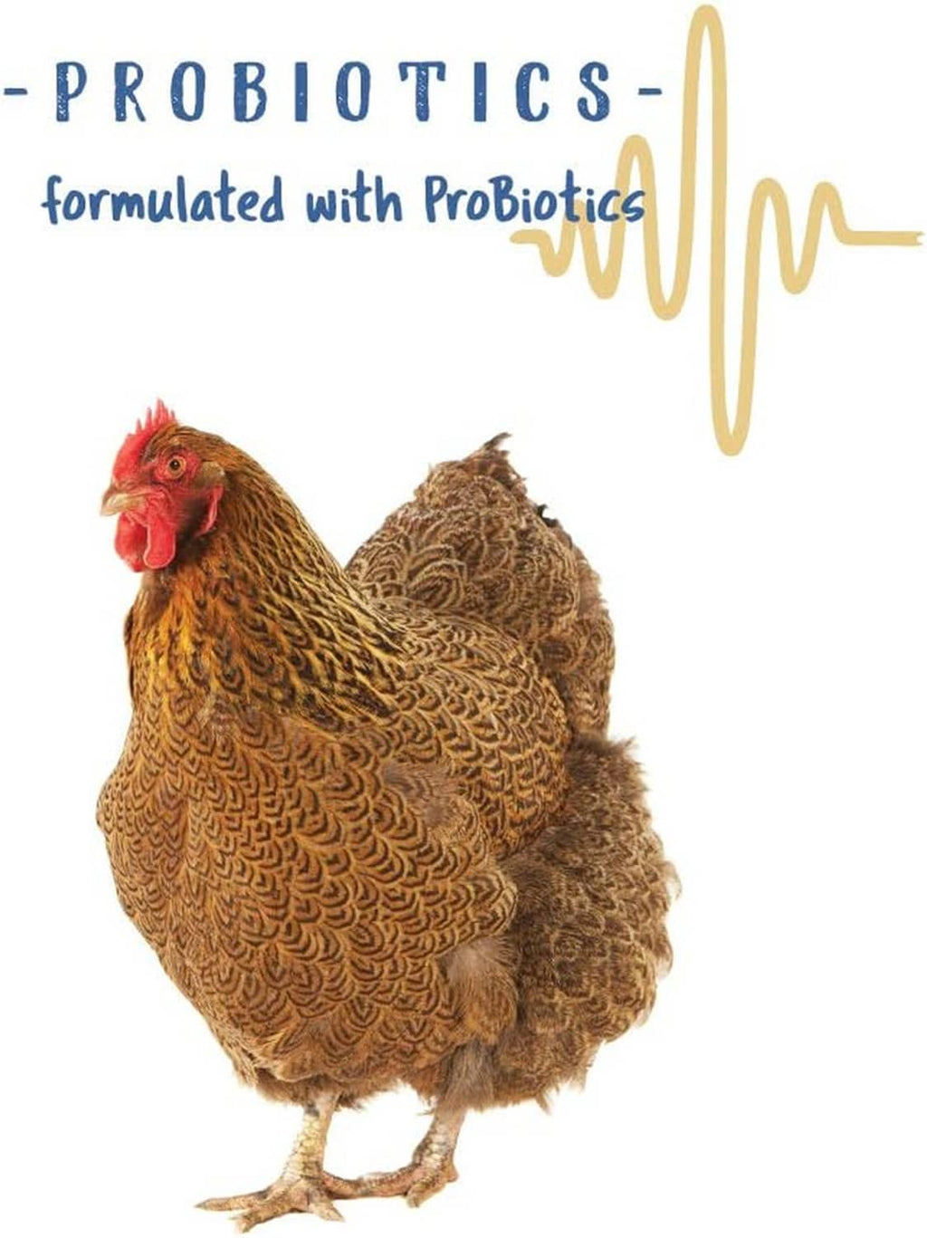 Chicken with callout for probiotics; poultry grit formulated with probiotics
